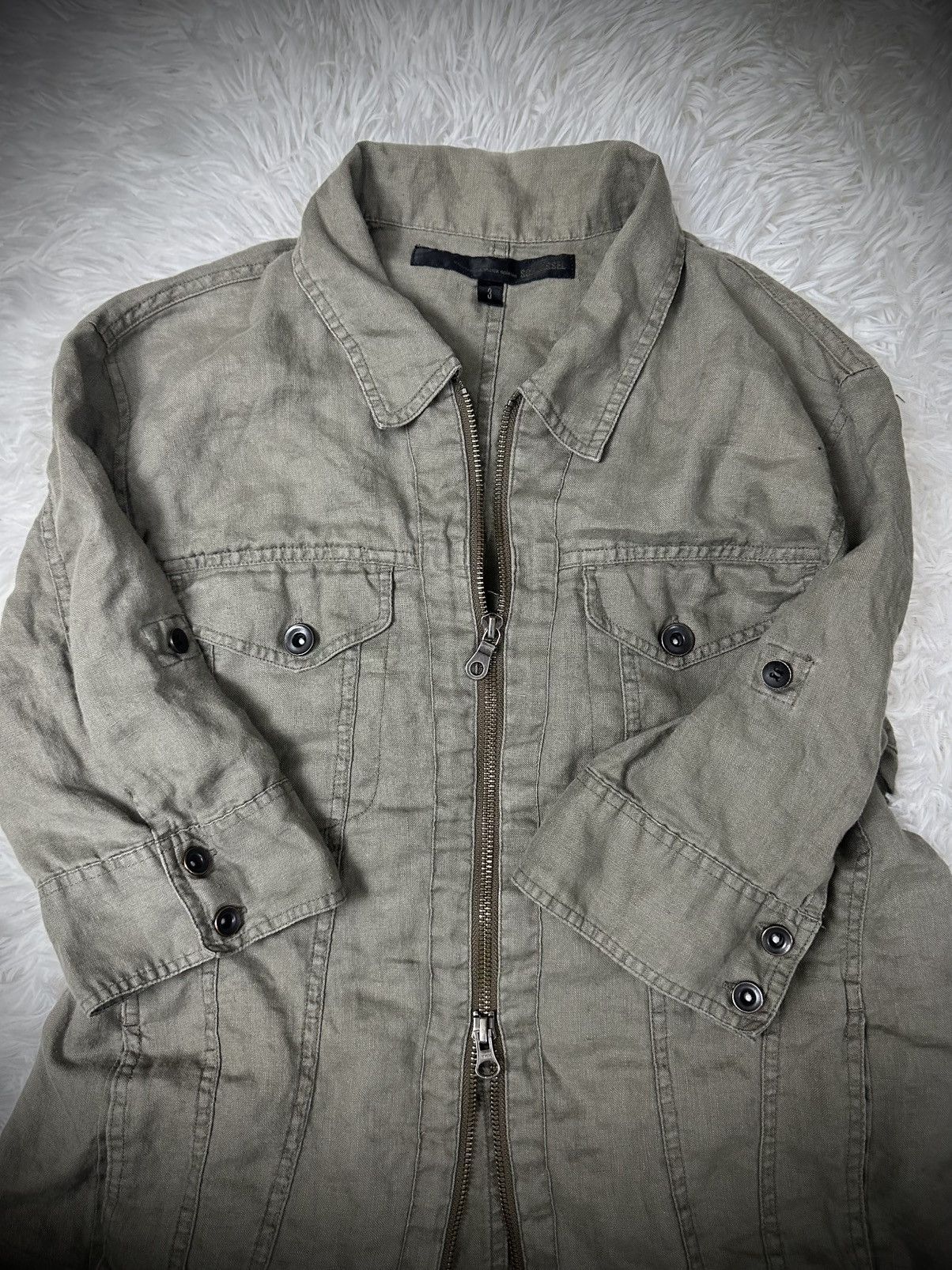 GOA 💥rare💥 japanese brand schlussel linen vkei military zipup Size US L / EU 52-54 / 3 - 5 Thumbnail