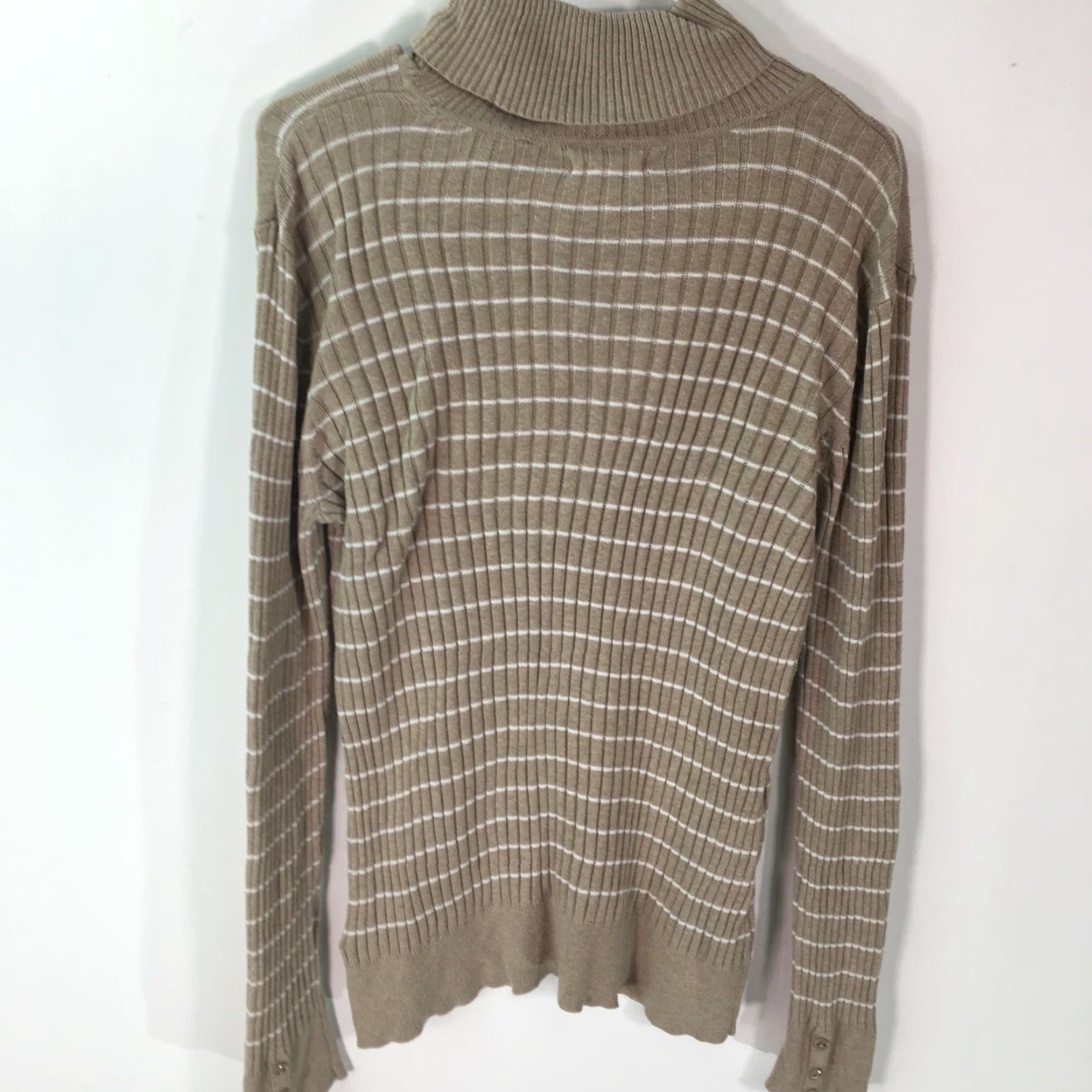 Croft & Barrow Croft & Barrow Womens Pullover Sweater Striped Brown Knit Turtle Neck Long Sleeve Size L Size L / US 10 / IT 46 - 2 Thumbnail