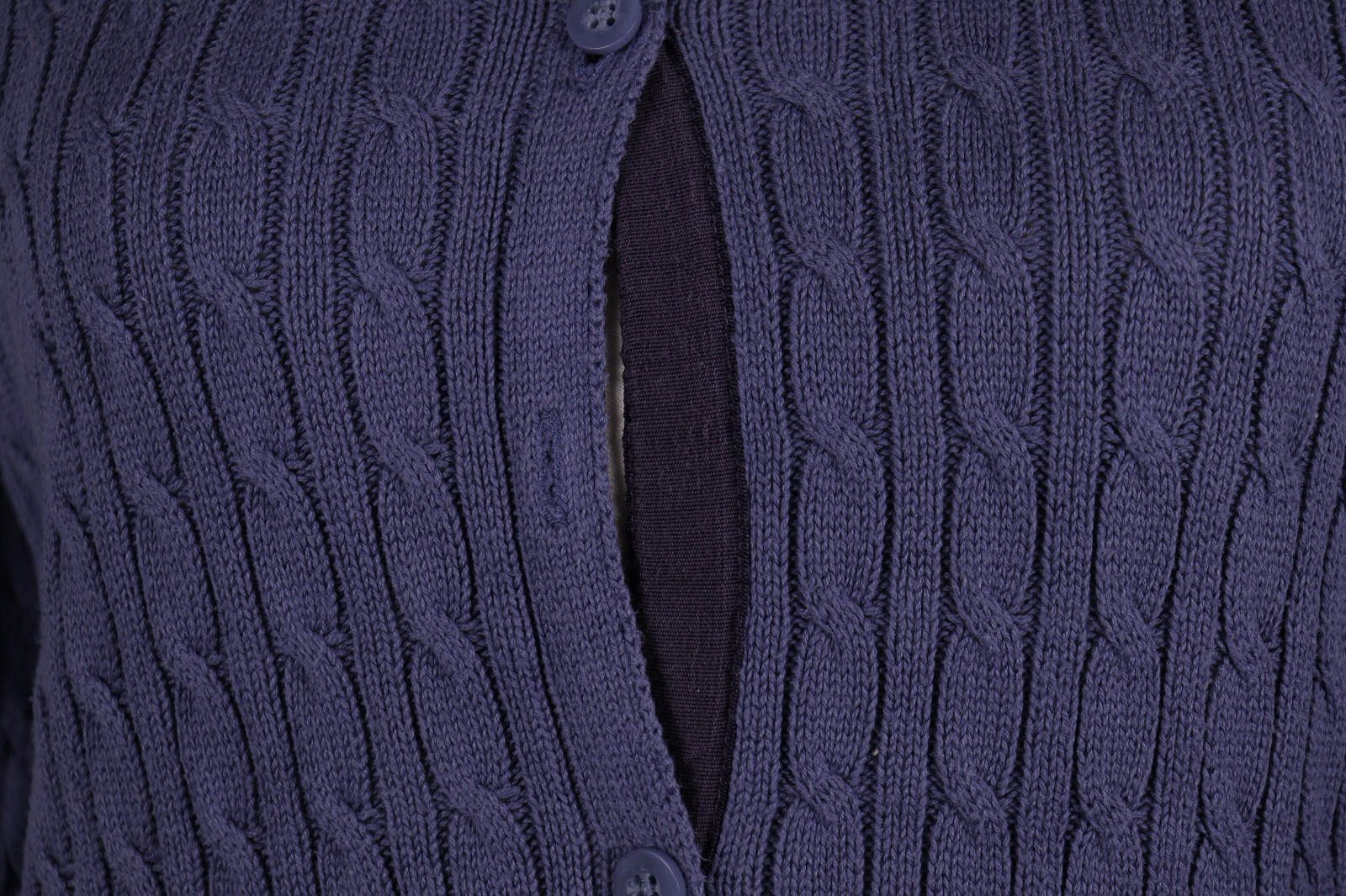 Designer Gudrun Sjoden Blue Belted Cable Knit Cardigan Sweater Size L Size L / US 10 / IT 46 - 5 Thumbnail