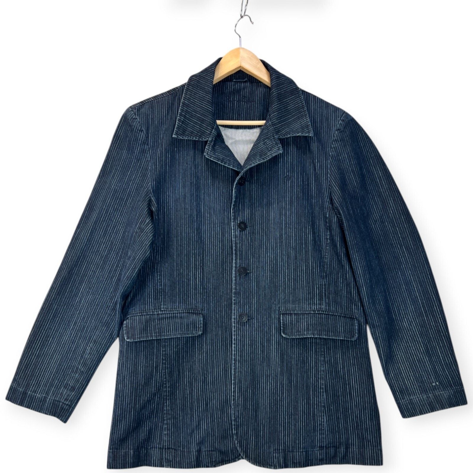 Louis Philippe Louis Philippe Denim Blazer Men Large Striped Vented Jacket Size US L / EU 52-54 / 3 - 2 Thumbnail