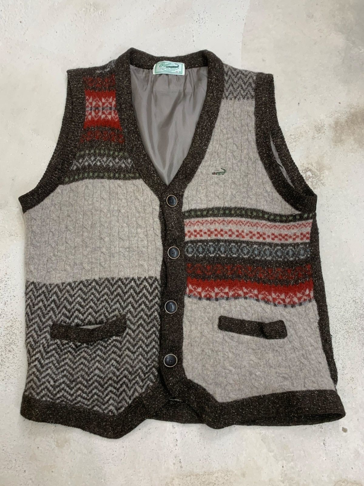 Designer Crocodile Wool Winter Vest Dashiki Red Indian Motovr Size US M / EU 48-50 / 2 - 1 Thumbnail