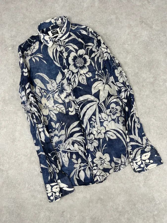 Dolce & Gabbana 2000s Dolce & Gabbana Navy Floral Exotic Shirt Size US S / EU 44-46 / 1 - 4 Thumbnail