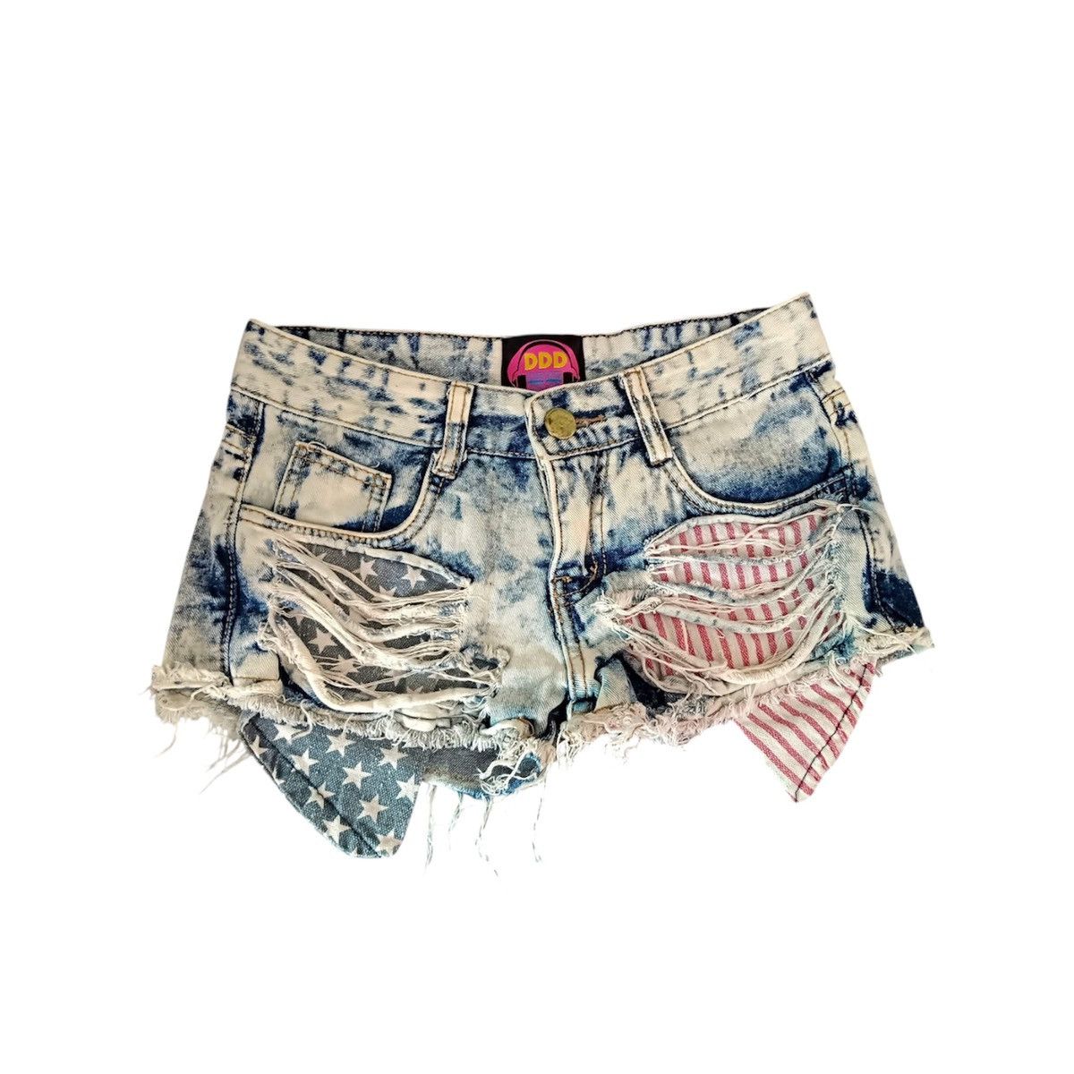 Japanese Brand × Vintage Vintage Y2k USA flag denim shorts🇺🇸 Size 27" / US 4 / IT 40 - 2 Thumbnail