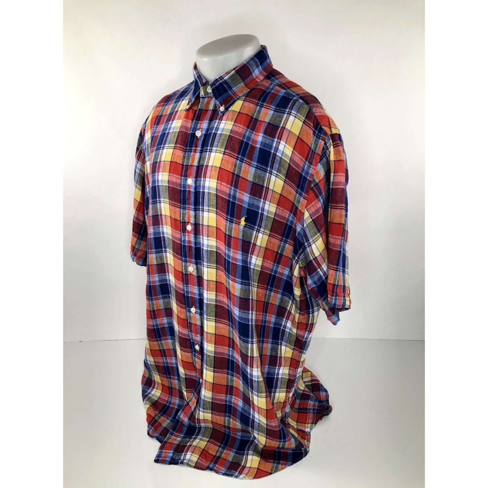 Polo Ralph Lauren POLO RALPH LAUREN Shirt Mens XLTALL LINEN Plaid Checked Embroidered Pony Size US XL / EU 56 / 4 - 3 Thumbnail