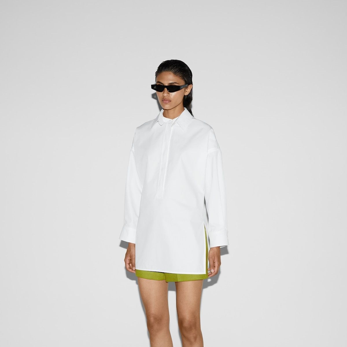 Gucci oc11z1125 Heavy Cotton Poplin Shirt in White Size M / US 6-8 / IT 42-44 - 3 Thumbnail