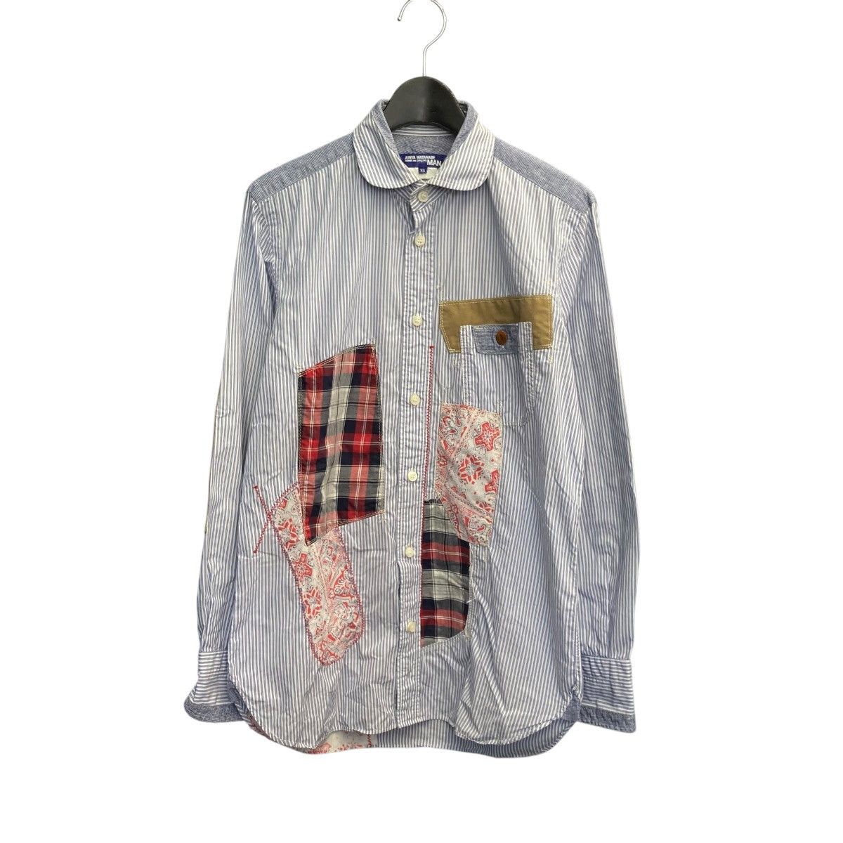 Comme des Garcons × Junya Watanabe AD2011 Elbow Patch Patchwork Button Up Striped Shirt Size US XS / EU 42 / 0 - 1 Thumbnail