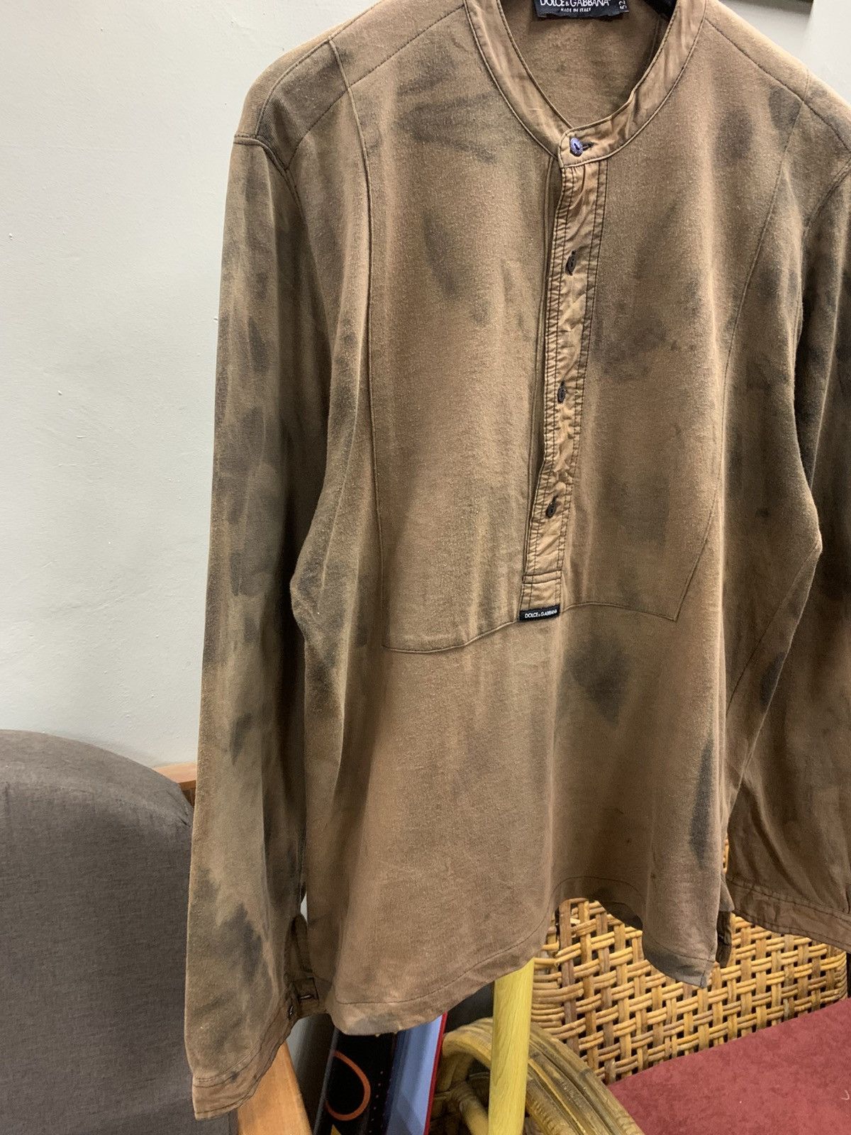 Dolce & Gabbana DOLCE & GABBANA ACID WASH HALF BUTTON LONGSLEEVE SHIRT Size US L / EU 52-54 / 3 - 2 Thumbnail