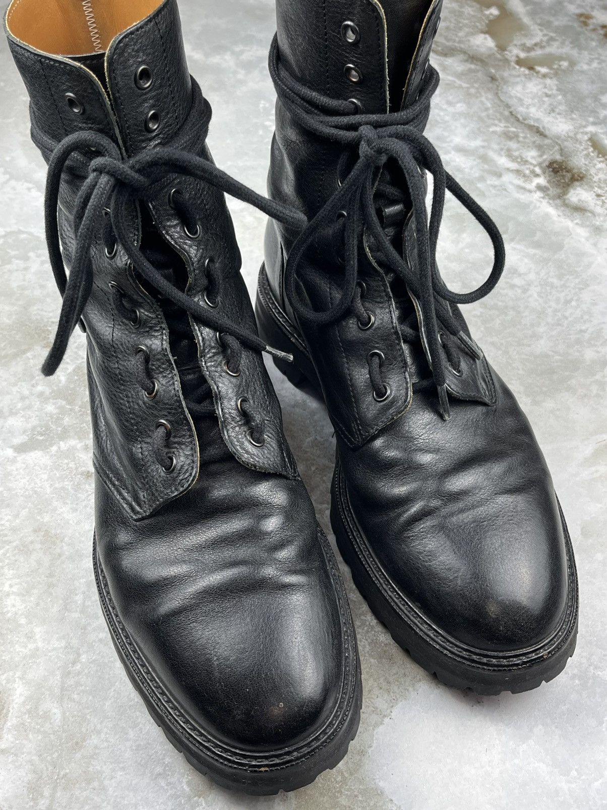 Maison Margiela SS18 Maison Margiela Lug Sole Black Leather Combat Boots Size US 9 / EU 42 - 2 Thumbnail