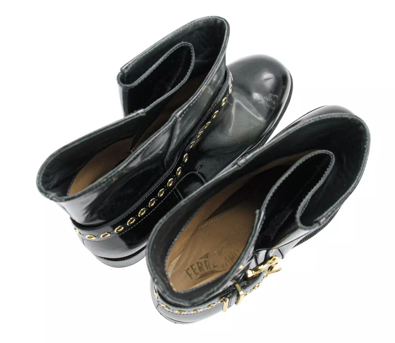 Salvatore Ferragamo SALVATORE FERRAGAMO Women EU 40.5 Biker Patent Leather Boots Size US 10.5 / IT 40.5 - 8 Thumbnail