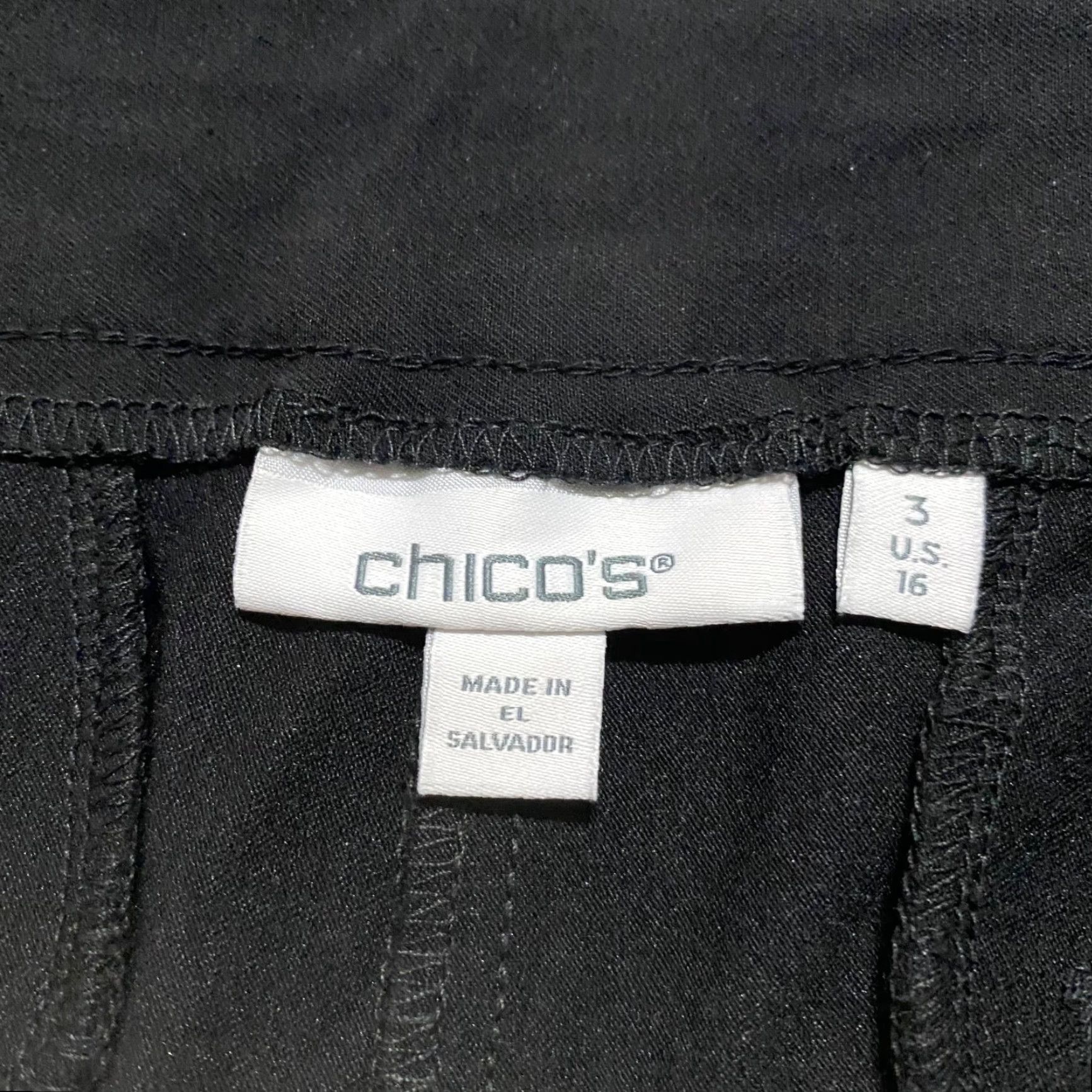 Vintage Chico's Womens Dress Pants Black 16 Stretch Pockets Straight High Rise Business Casual Formal Travel Pants Women Size 38" / US 16 / IT 52 - 3 Thumbnail