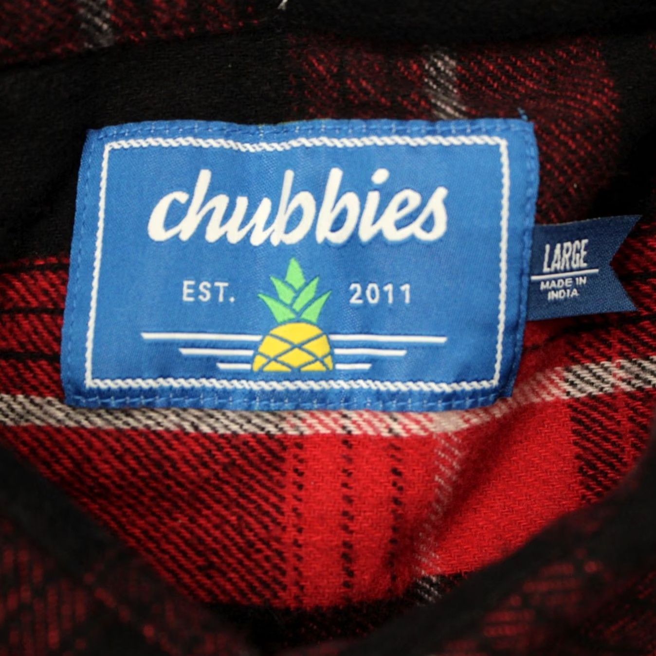 Chubbies Chubbies Shirt Mens Large Red & Black Plaid Flannel Cotton Stretch Long Sleeve Button-Up Casual Shirt Mens L Red Plaid Size US L / EU 52-54 / 3 - 7 Thumbnail