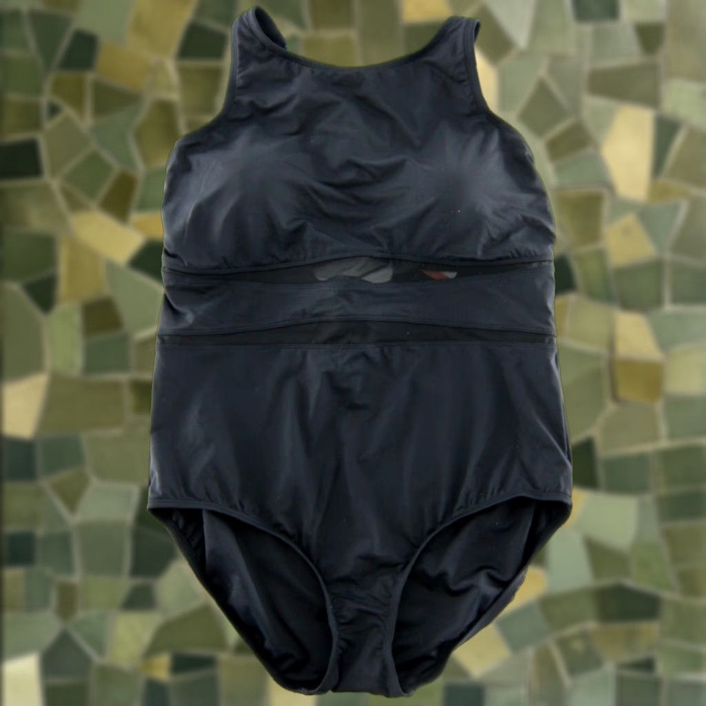 Lands' End NWT Lands' End Black Built In Bra Wide Strap Slimming One Piece Swimsuit XXL Size ONE SIZE - 1 Thumbnail