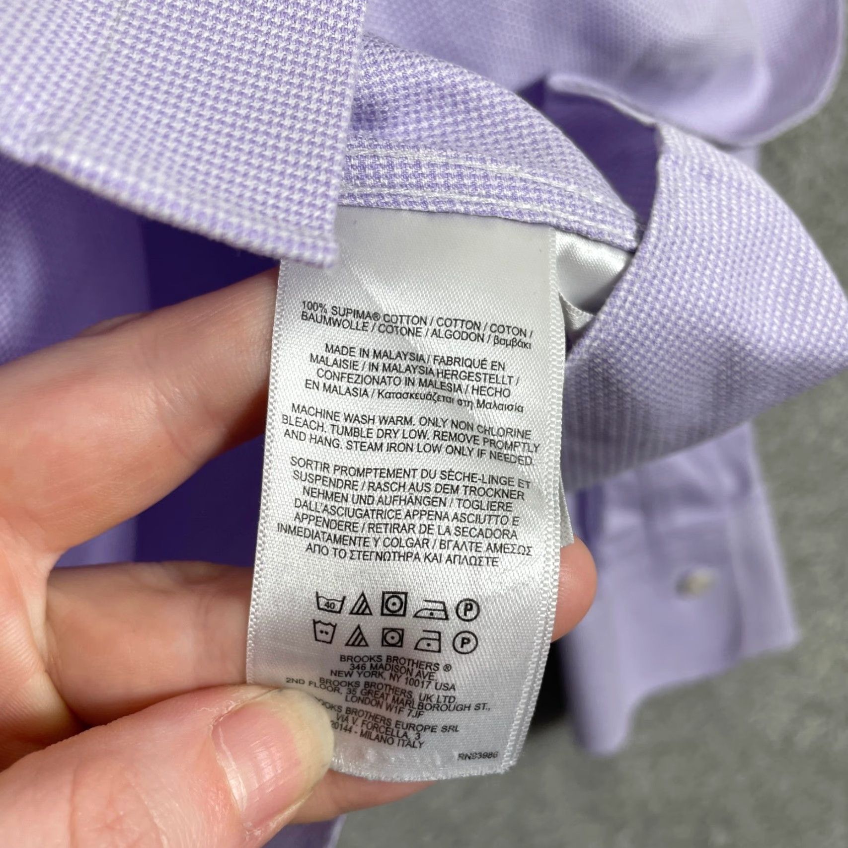 Brooks Brothers Dress Shirt Mens 15.5/35 Purple Regent Fit Supima Cotton  Shirt Regular Mens Long
