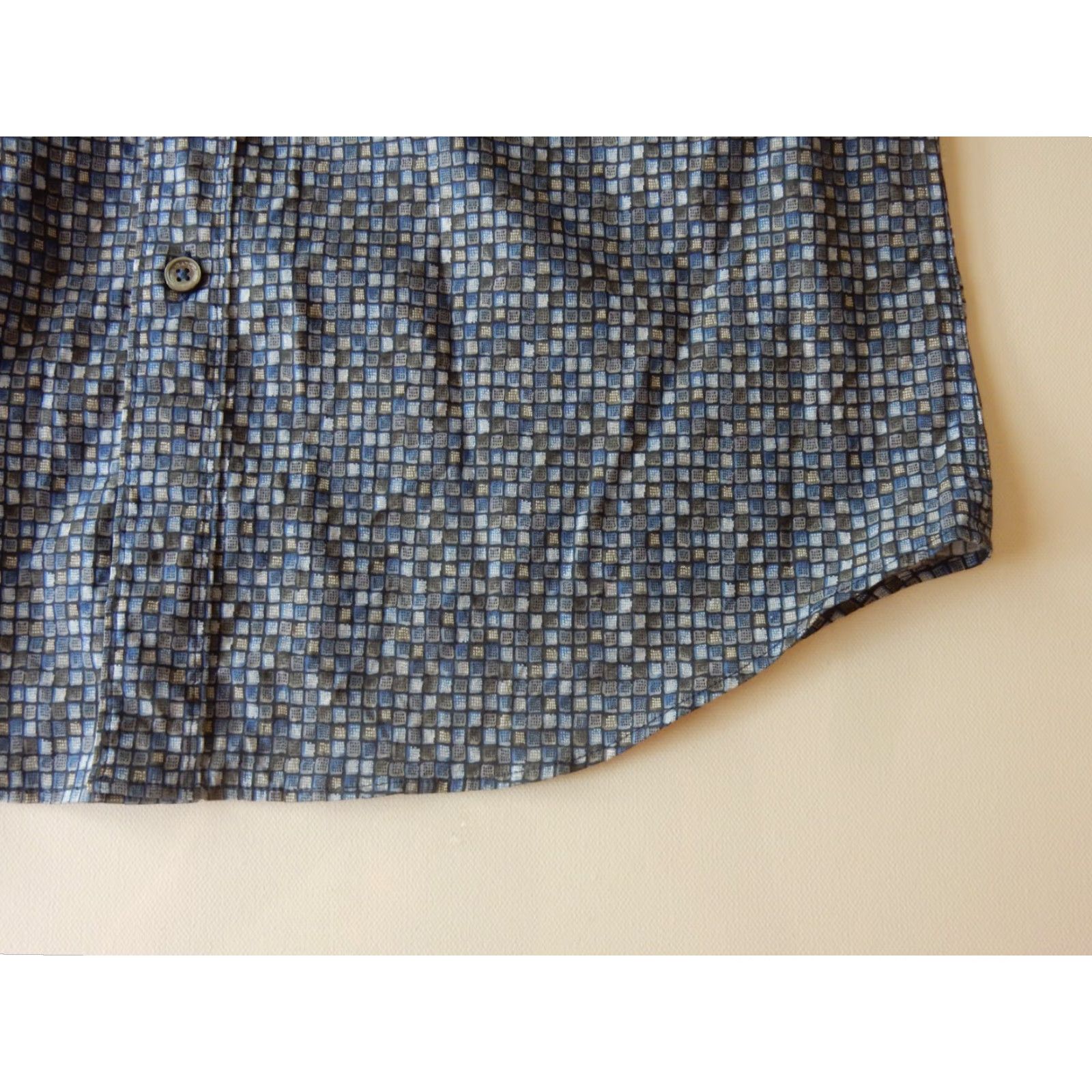 BUGATCHI Bugatchi Uomo Men's Long Sleeve Button Front Shirt Size S Blue Geometric Pattern Shirt Mens Size US S / EU 44-46 / 1 - 3 Thumbnail