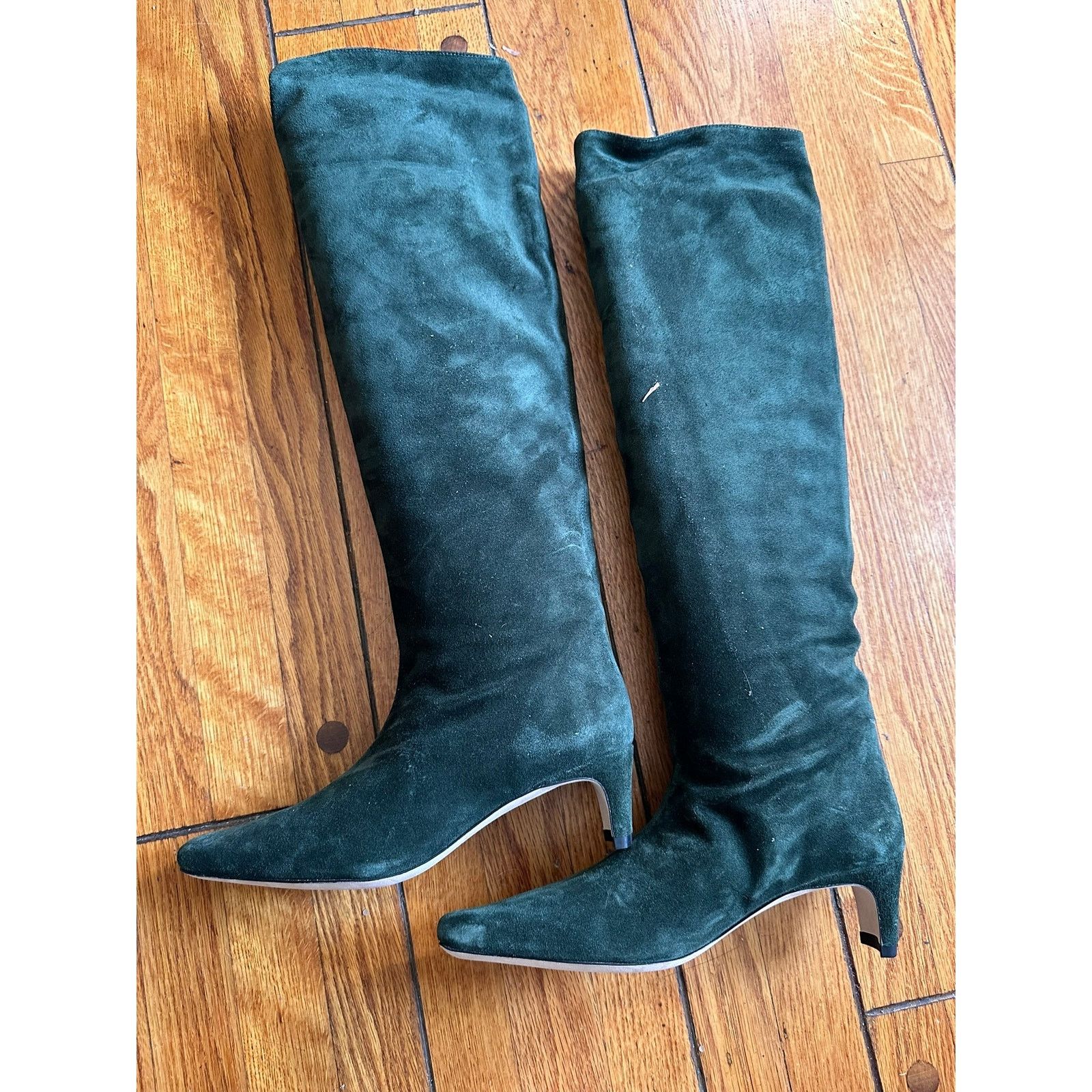 Staud STAUD Wally Suede Knee Boots Dark Green 35½ Size US 5.5 / IT 35.5 - 2 Thumbnail