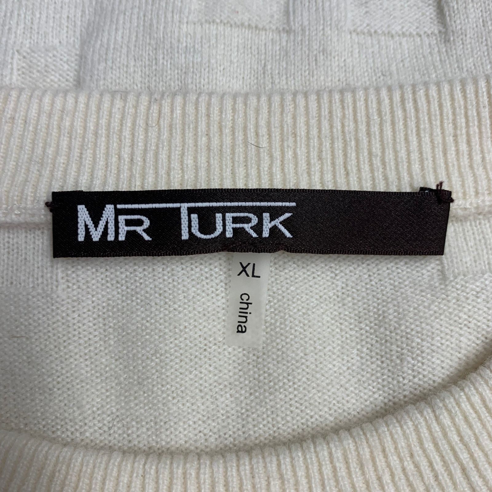 Mr Turk Cream Monogram Merino Wool Crew Neck Pullover Size US XL / EU 56 / 4 - 8 Thumbnail