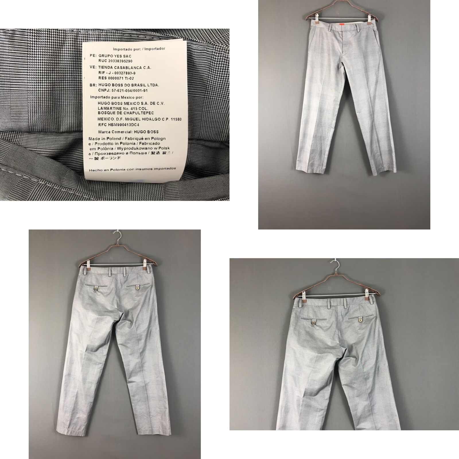 Hugo Boss HUGO BOSS 2 Piece Suit Cotton Gray Men 38R Check Jacket/Coat Two-Button Notch Single-Breasted Pants 2 Piece Casual Regular Mens Size 38R - 9 Thumbnail