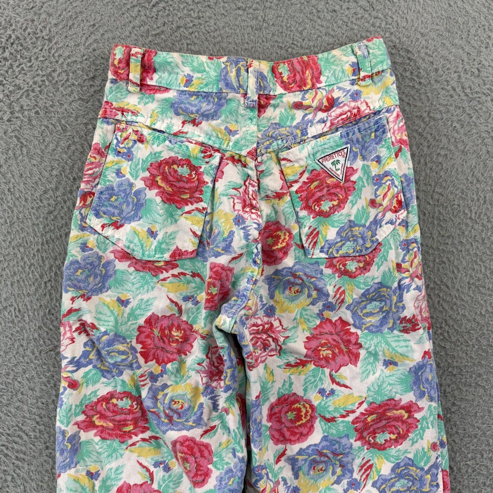 Vintage VINTAGE Palmettos Jeans Juniors 7 High Waisted Floral Pastel 80s Straight Casual Womens Boys? Size 28" / US 6 / IT 42 - 6 Thumbnail