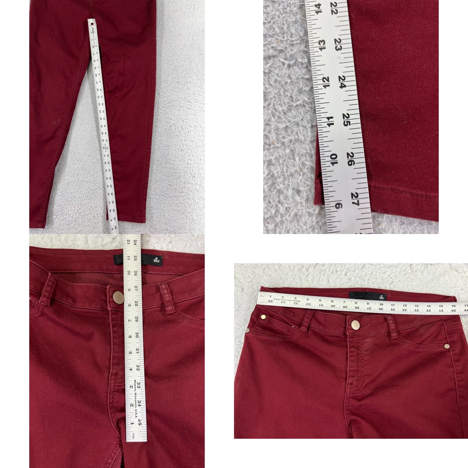 Vintage Tinseltown Red Denim Jeans Skinny Mid Rise 30x27 Womens 11 Cotton Blend 5-Pocket Design Logo Embroidered Button Zip Casual Classic Designer American Size 32" / US 10 / IT 46 - 8 Thumbnail