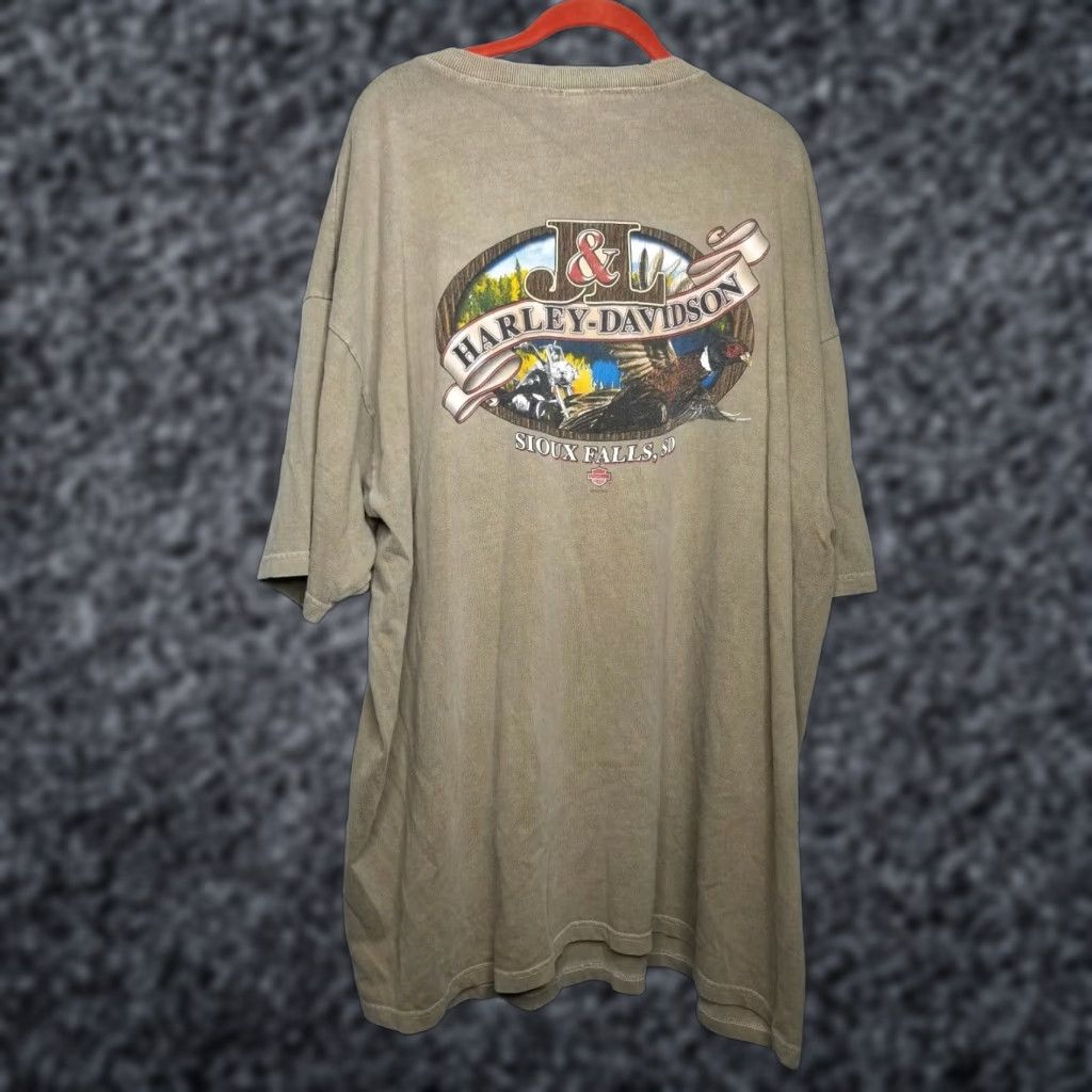 Harley Davidson Harley-Davidson T-Shirt Mens 3XL Henley Crew Neck Short Sleeve Beige Logo Retro Sioux Falls SD R.K. Stratman Size US XXL / EU 58 / 5 - 1 Thumbnail