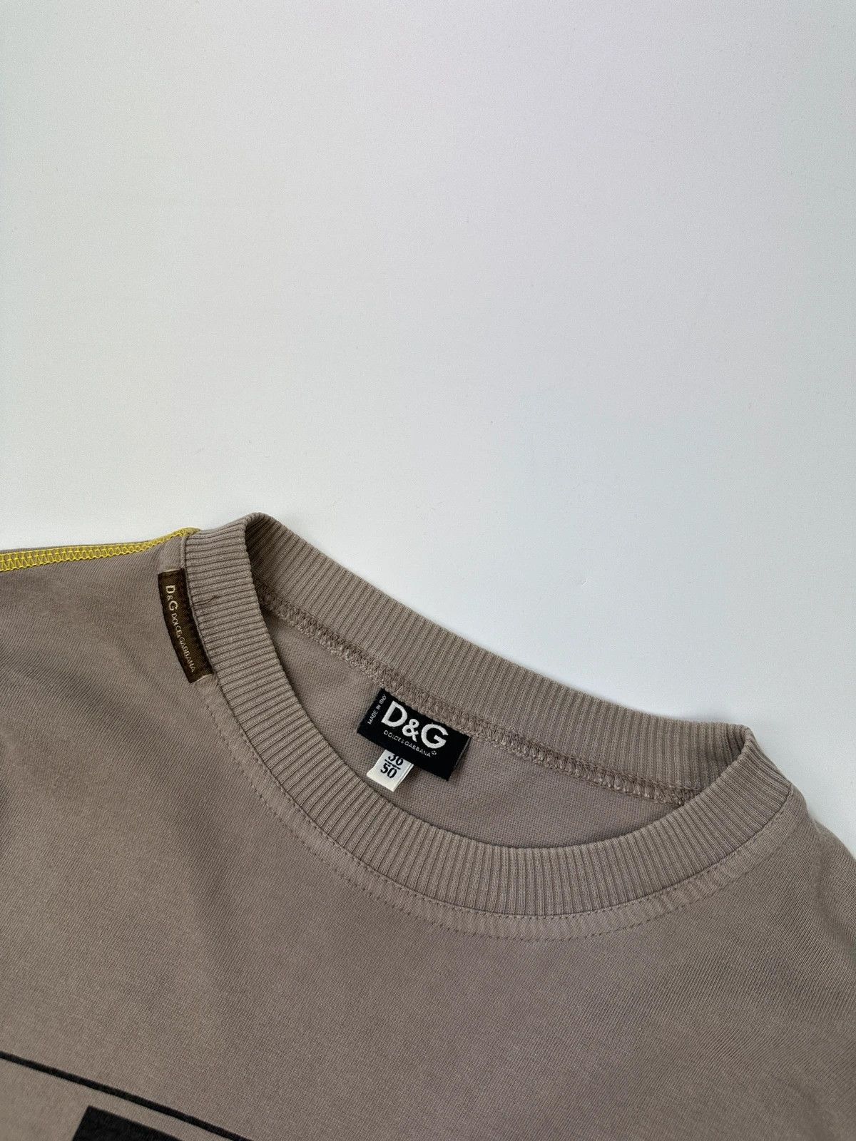 Dolce & Gabbana Dolce & Gabbana Taupe Beige & Yellow Stitches Longsleeve Tee Size US M / EU 48-50 / 2 - 4 Thumbnail