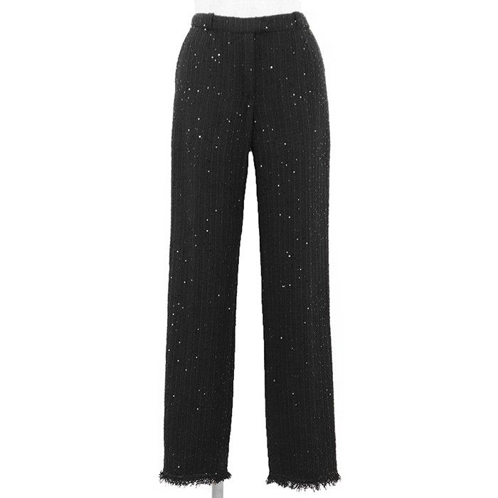 Chanel Chanel Chanel Tweed Sequin Fringe Tapered Pants Textile Bottoms P22992 DUTY FREE for USA Size ONE SIZE - 1 Thumbnail