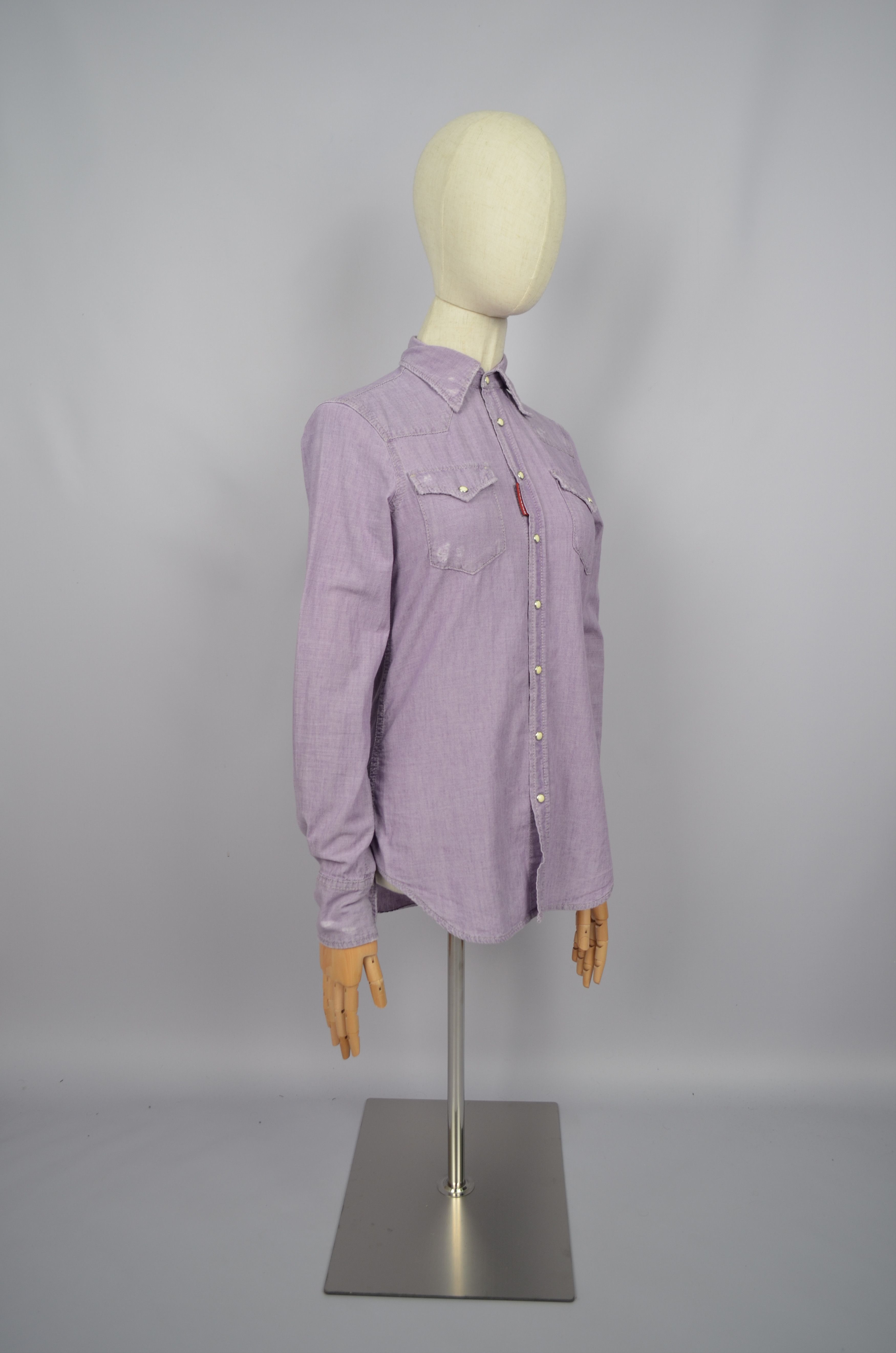Designer × Dsquared2 Dsquared2 Denim Western Snap Distressed Shirt Violet Size 40 Size S / US 4 / IT 40 - 13 Thumbnail