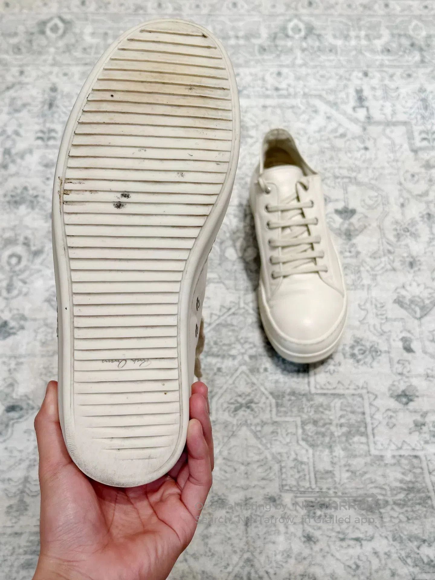 Rick Owens Rick Owens Milk White Leather Low-Top Sneakers. Size US 9 / EU 42 - 8 Thumbnail