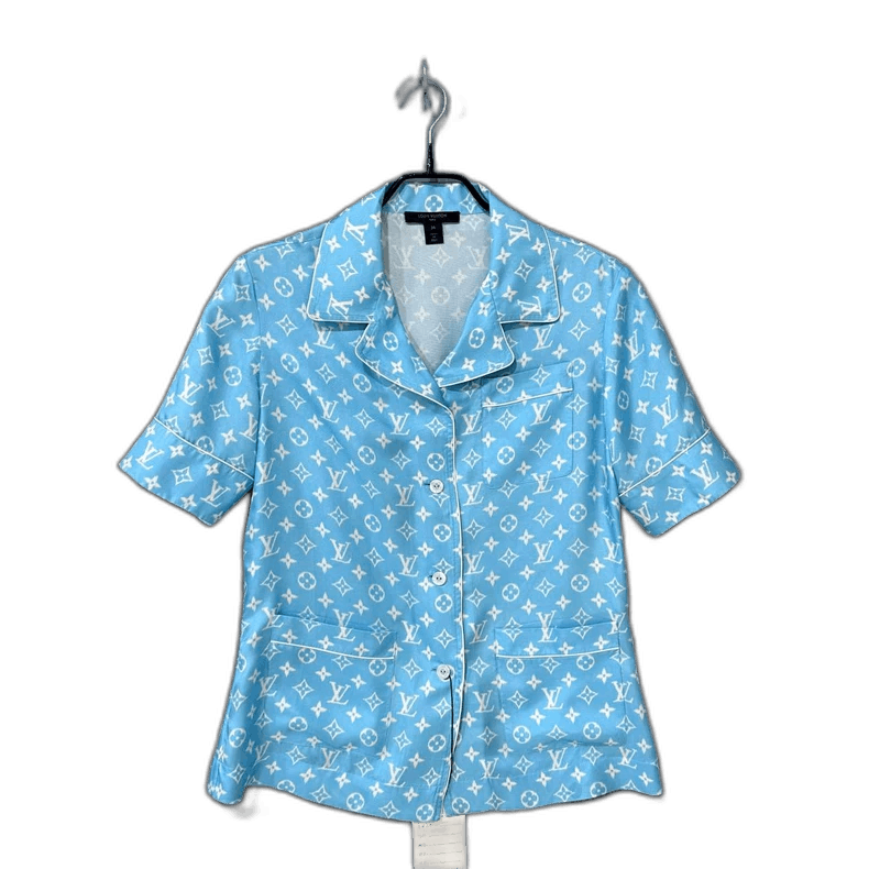 Light Blue Printed Silk Shirt by Louis Vuitton