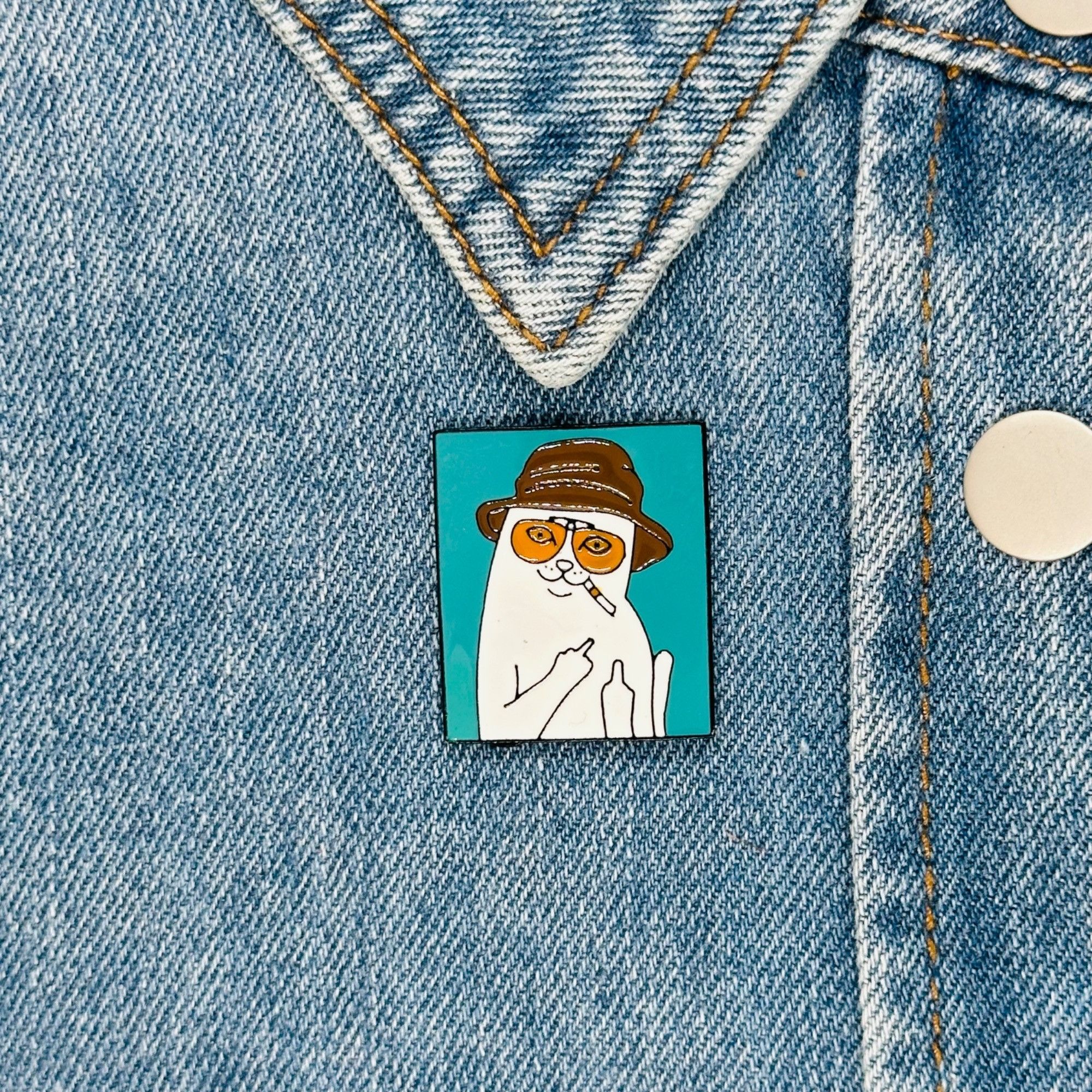 Other ⭐OZ ENAMEL PIN RIP N DIP NERMAL HUNTER S THOMPSON CAT FLIP B Size ONE SIZE - 1 Thumbnail