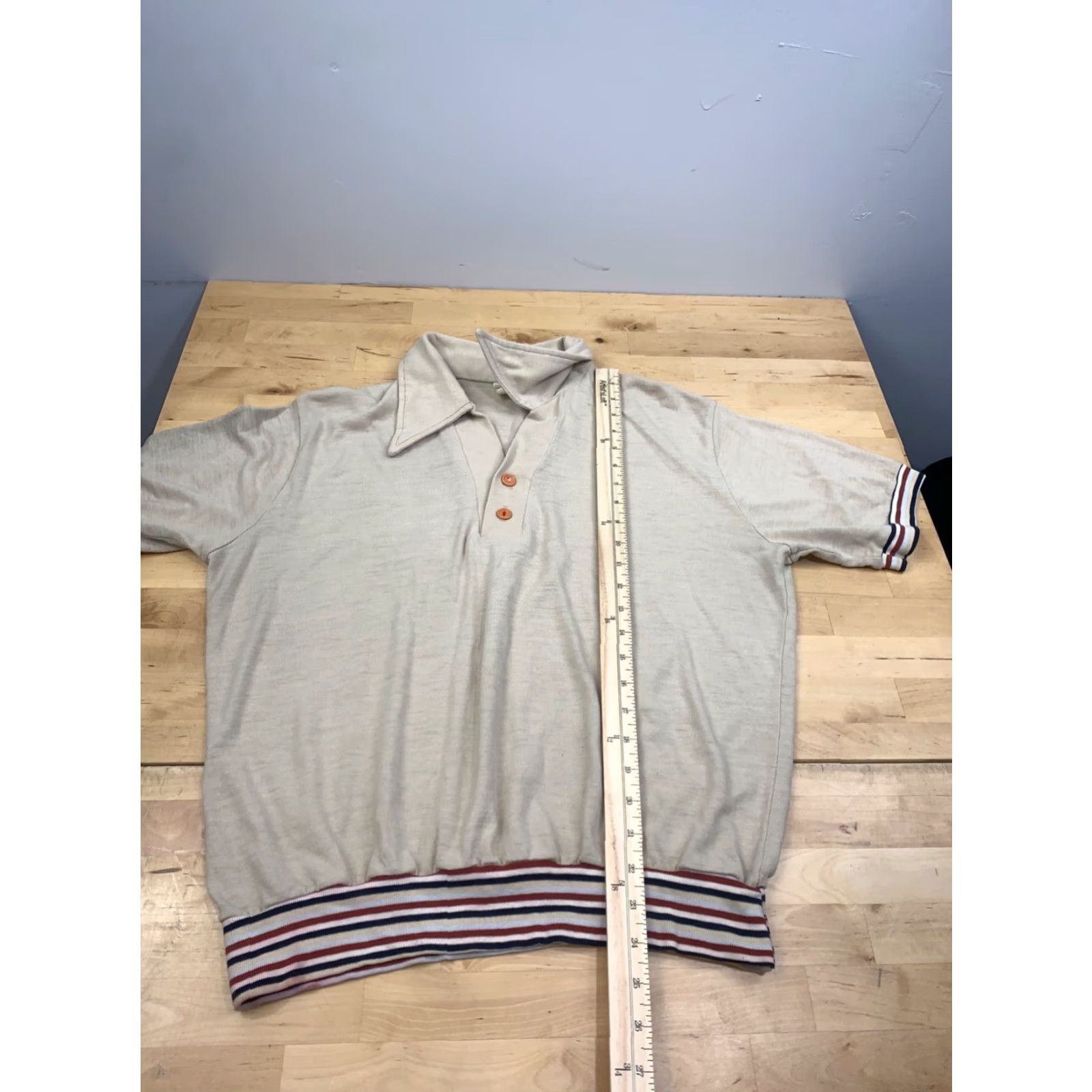 Vintage VINTAGE Stuart Mann Polo Shirt Mens L Beige Short Sleeve Collared Pullover 12260 Size US L / EU 52-54 / 3 - 4 Thumbnail