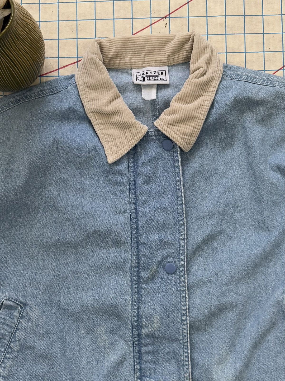 Jantzen × Vintage Vintage Jantzen Denim Chore Coat Barn Jacket Faded Denim Blu Size XL / US 12-14 / IT 48-50 - 5 Thumbnail