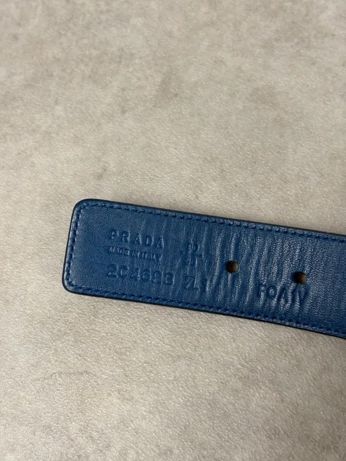 Prada 2000s Prada Beige Canvas & Blue Leather Belt Size ONE SIZE - 7 Thumbnail