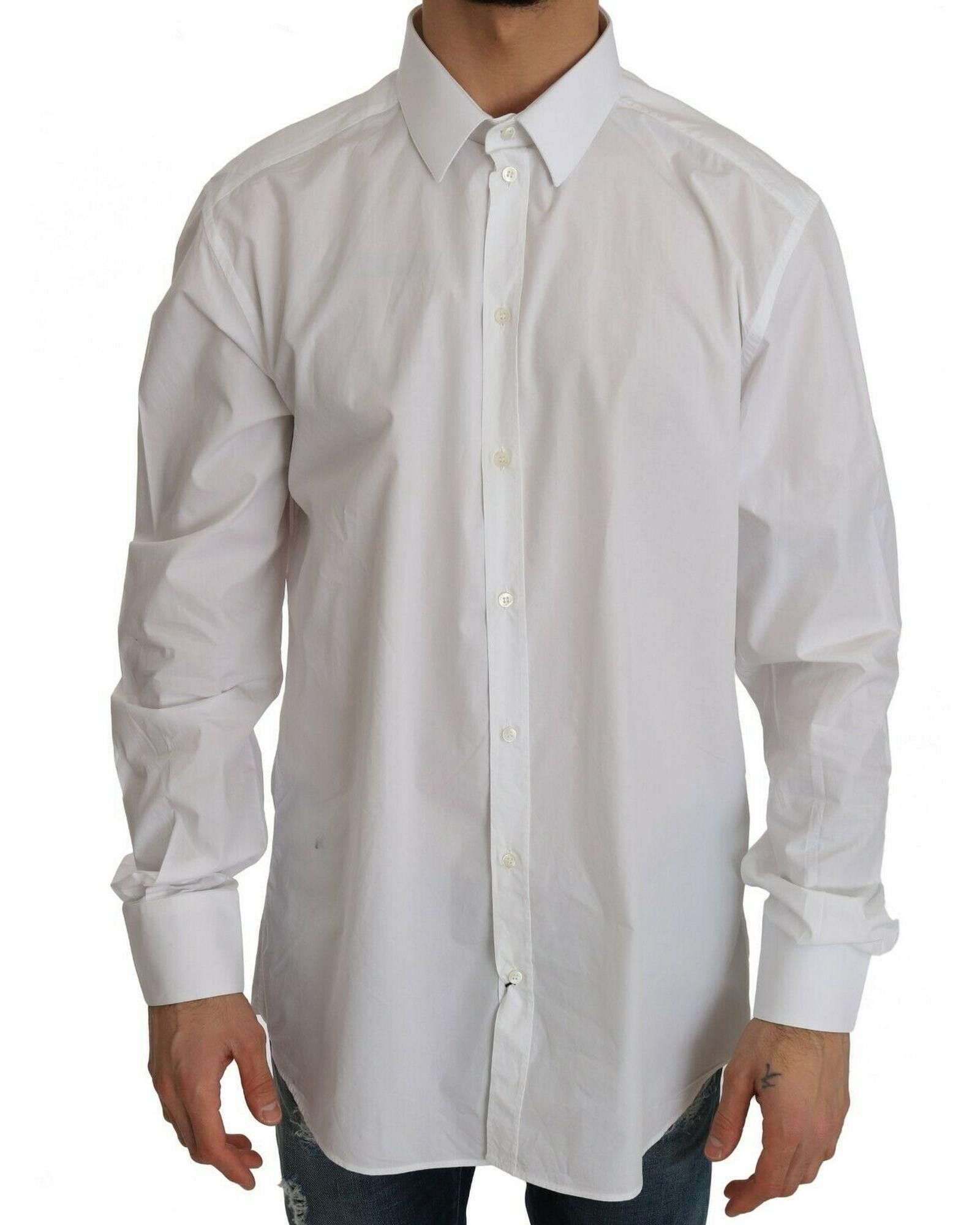 image of Dolce Gabbana 100% Cotton Slim Dress Shirt in White, Men's (Size XS)