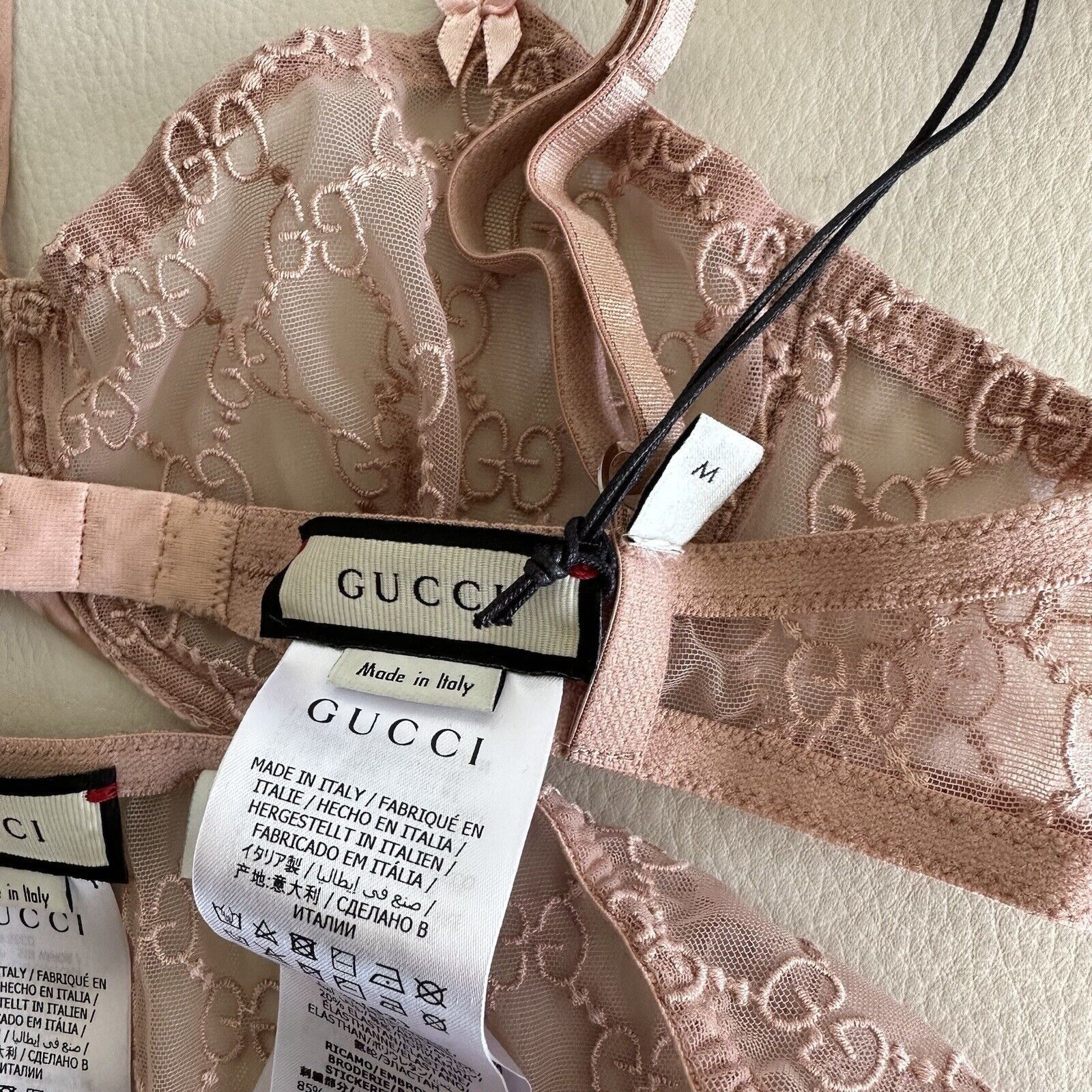 Gucci NWT GUCCI LINGERIE SET PINK GG TULLE LACE BOWS NECK AROUND H Size M / US 6-8 / IT 42-44 - 8 Thumbnail