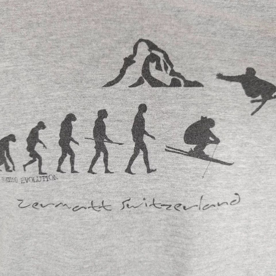 Vintage Ski Switzerland T Shirt Mens Size Large Gray Zermatt Skiing Evolution Travel Skiing Destination Tourists, Winter Sports Size US L / EU 52-54 / 3 - 3 Thumbnail