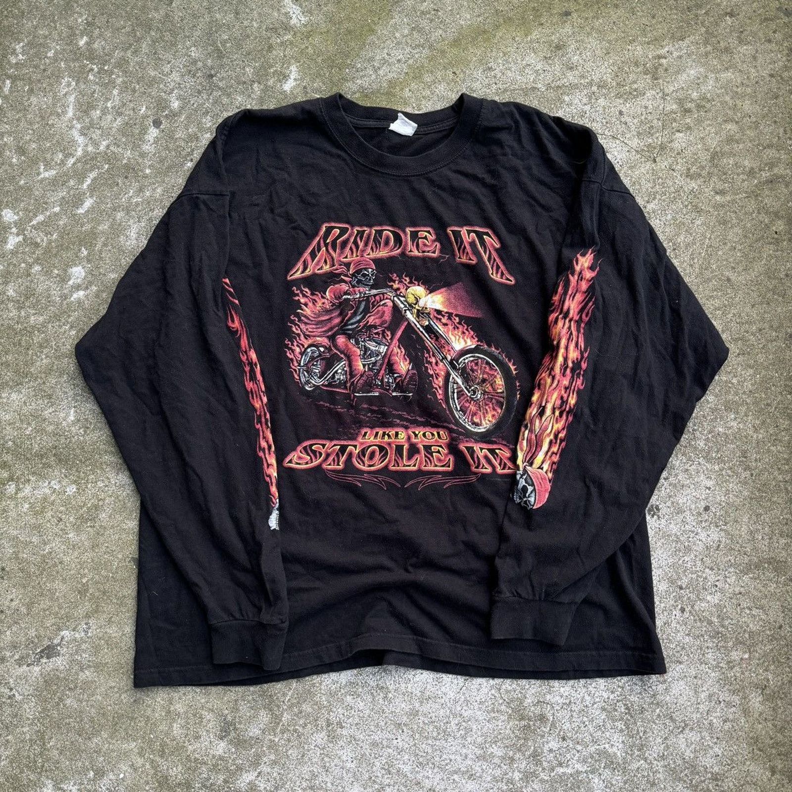 Vintage Faded Flame Longsleeve Biker Shirt ERD Grunge Chrome WCC Size US XXL / EU 58 / 5 - 1 Thumbnail