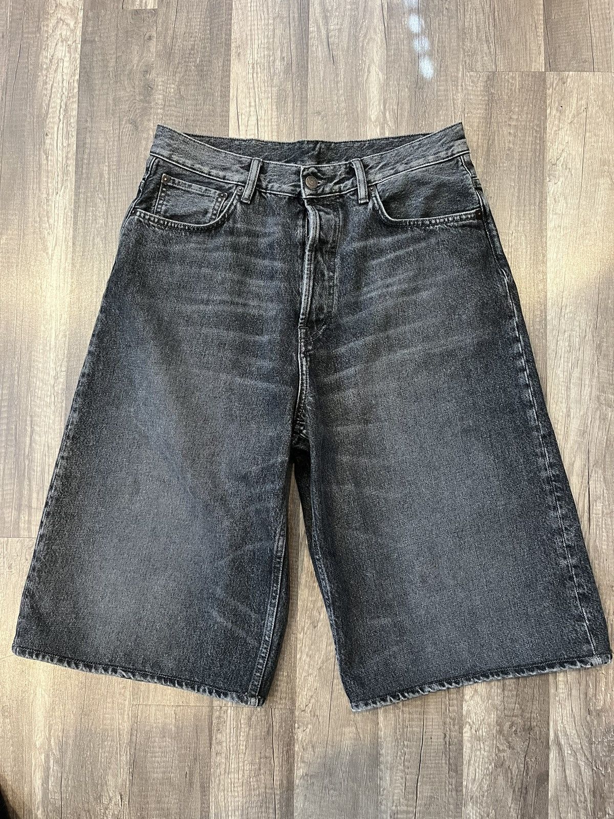 image of Acne Studios Loose Fit Denim Shorts in Grey, Men's (Size 30)