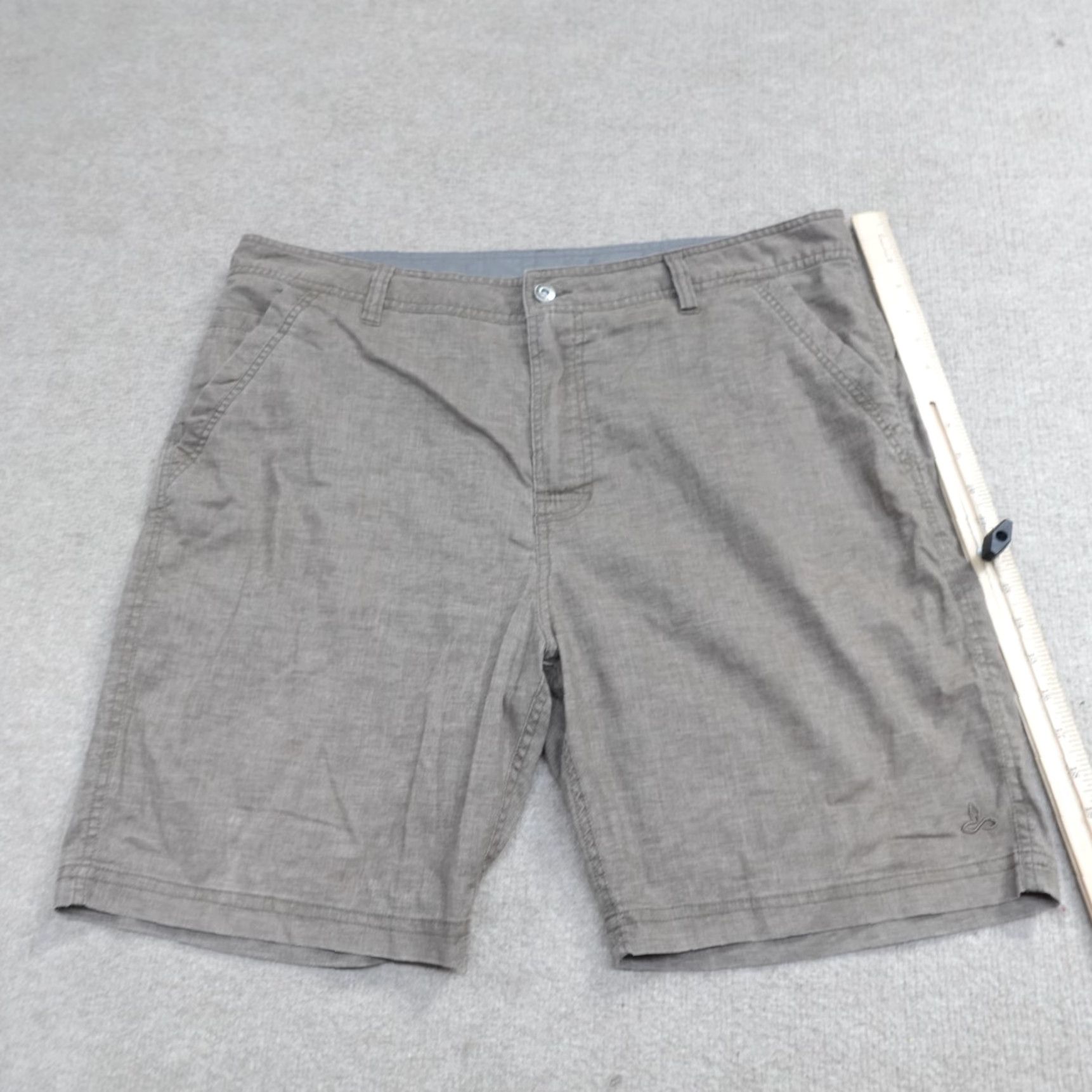 Prana Prana Shorts 38 Gray Brown Hemp Blend 8" Furrow Mens Chino Beig e Regular Pocket Pattern Solid Size US 38 / EU 54 - 3 Thumbnail