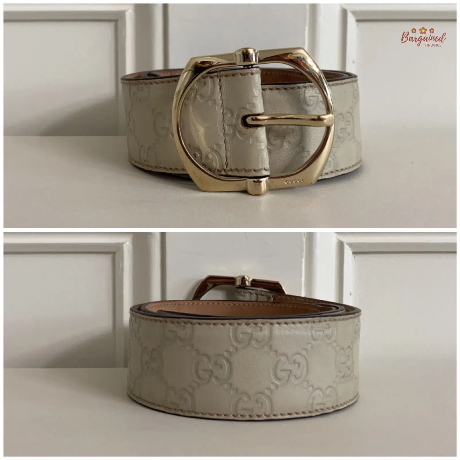Gucci Gucci GG Embossed Signature Leather Gold Pin Buckle Belt Size 30 - 4 Thumbnail