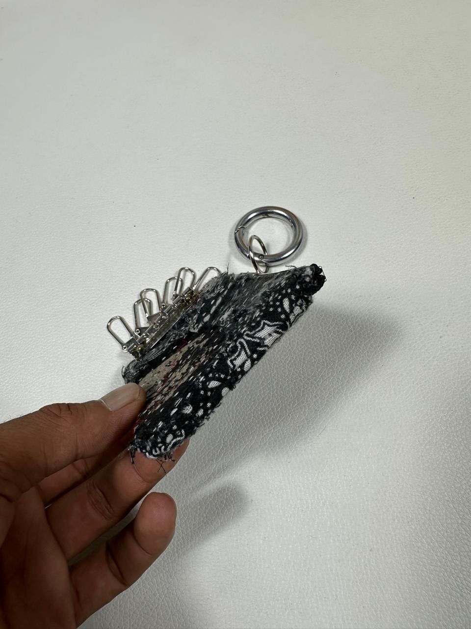 Handmade Custom Made Distressed Paisley Patchwork Boro Keychain Size ONE SIZE - 5 Thumbnail