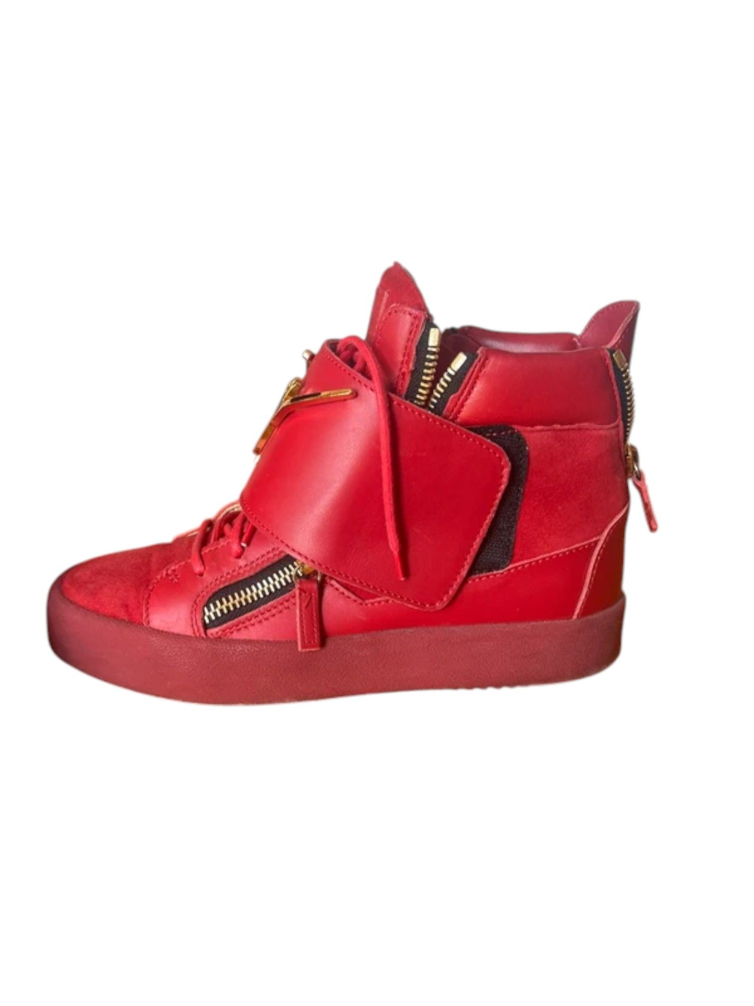 Giuseppe Zanotti Giuseppe Zanotti Red Leather Double Zip High-Tops, c.2010s Size US 7 / EU 40 - 3 Thumbnail