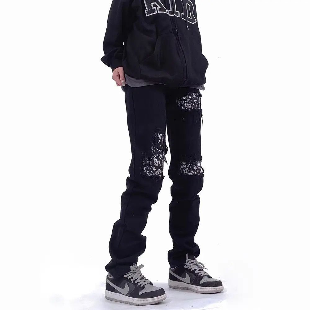 Jean Mens Skinny Paisley Jeans Street, Black Hole Slim Fit Size US 32 / EU 48 - 2 Thumbnail