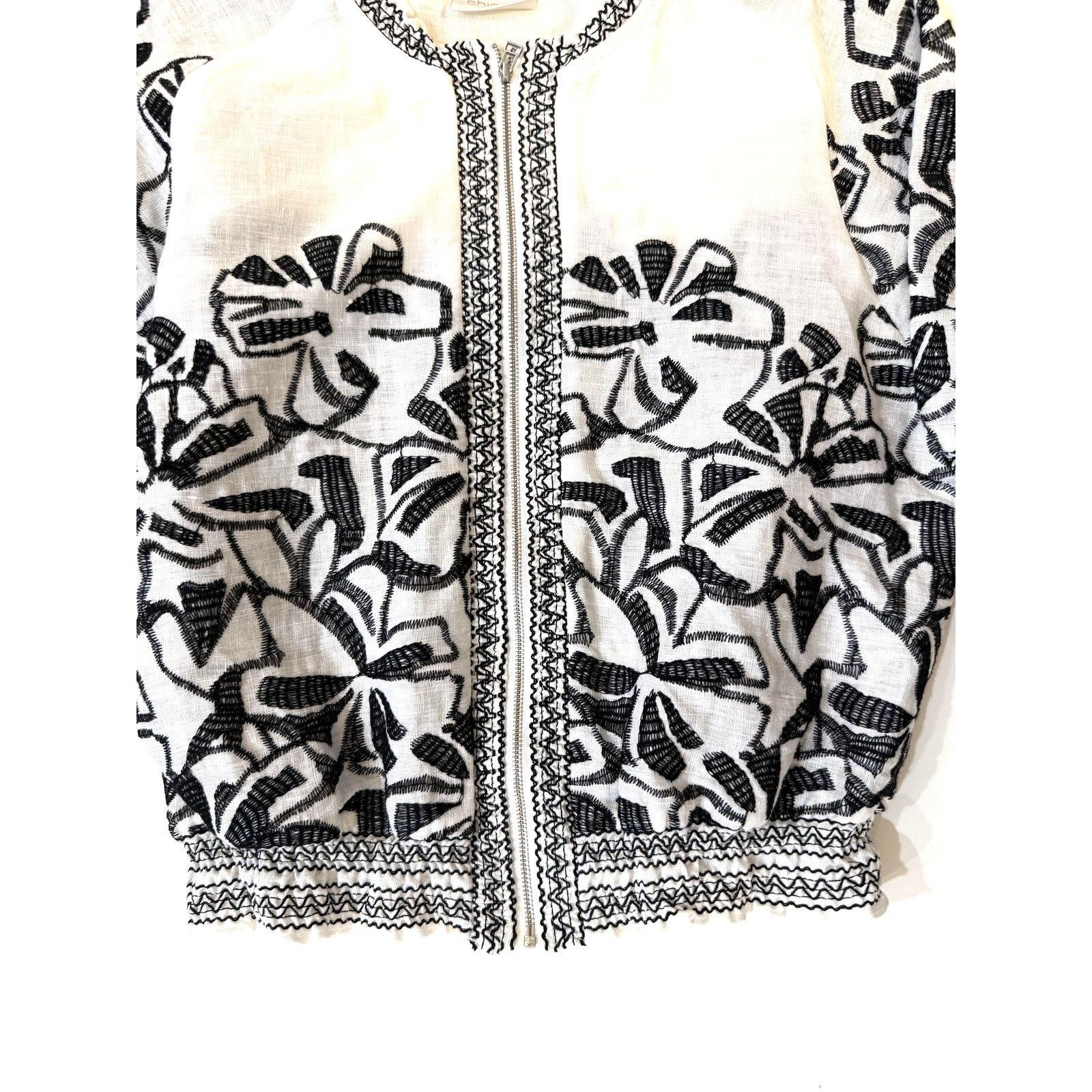 Chicos Chicos Jacket Womens 0 Petite White Black Embroidered Boho Size S / US 4 / IT 40 - 3 Thumbnail