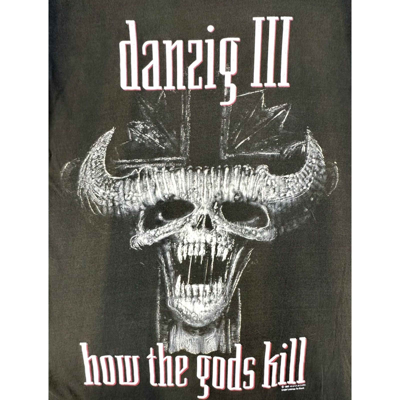 Anvil Vintage Danzig III Single Stitch T-Shirt How The Gods Kill 90s Tour L Black Graphic Band Tour Ragged Back Mens Size US L / EU 52-54 / 3 - 4 Thumbnail