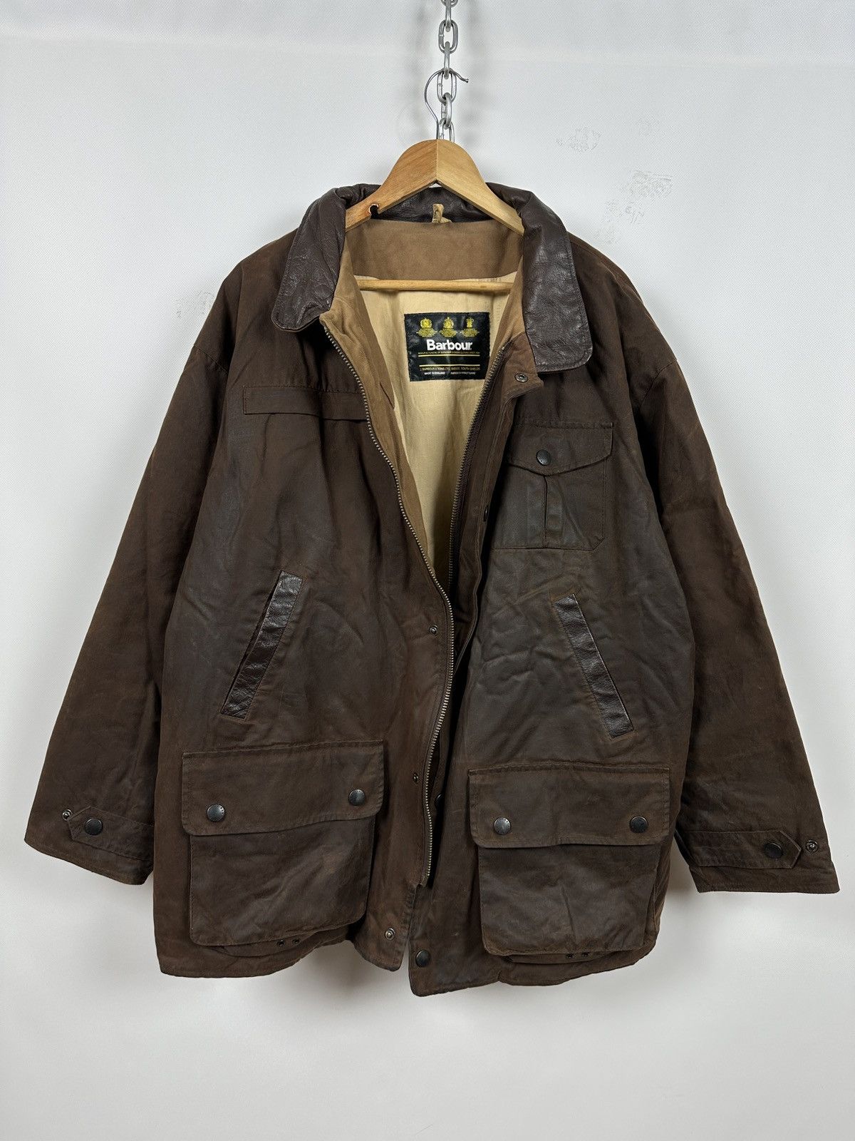 Barbour Vintage Barbour Bushman Brown Waxed Heavy Coat Jacket Size US XL / EU 56 / 4 - 3 Thumbnail