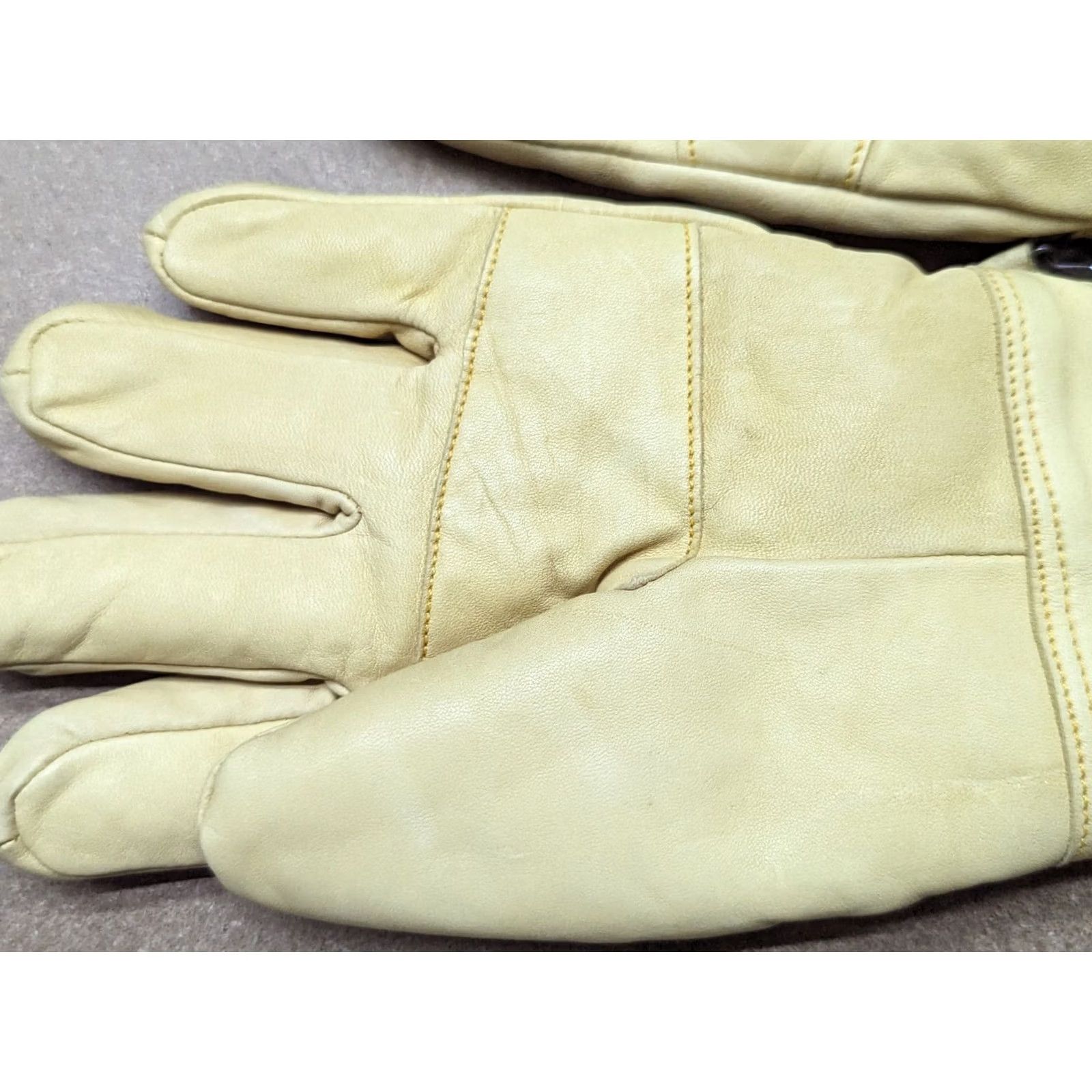 Helly Hansen VINTAGE Helly Hansen Mens Leather Gloves Size 7 + Liners Light Tan / Cream Beige Glove Mens Vintage Leather Size ONE SIZE - 3 Thumbnail