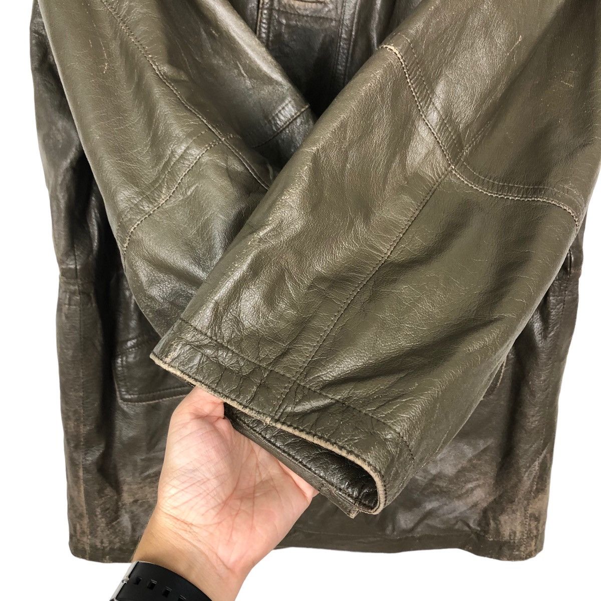 Genuine Leather 🔥90’s Vintage Leather Jacket Squiti Man Japan Rare Lining Size US L / EU 52-54 / 3 - 12 Thumbnail