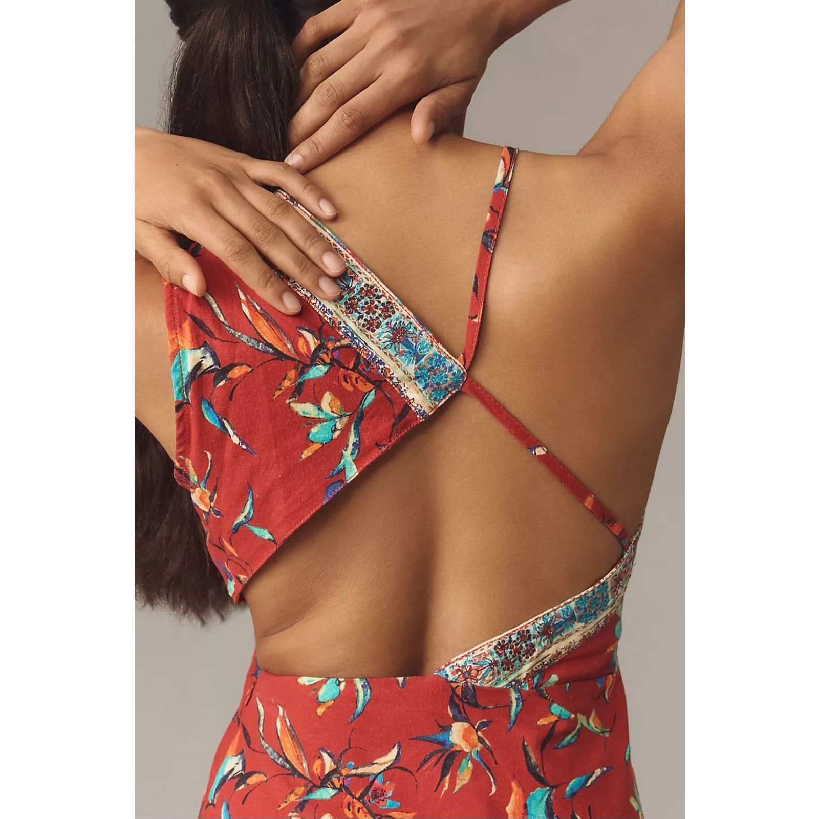 Anthropologie NWT Asymmetrical Open-Back Linen Midi Dress $178 SZ 14 Size XL / US 12-14 / IT 48-50 - 3 Thumbnail