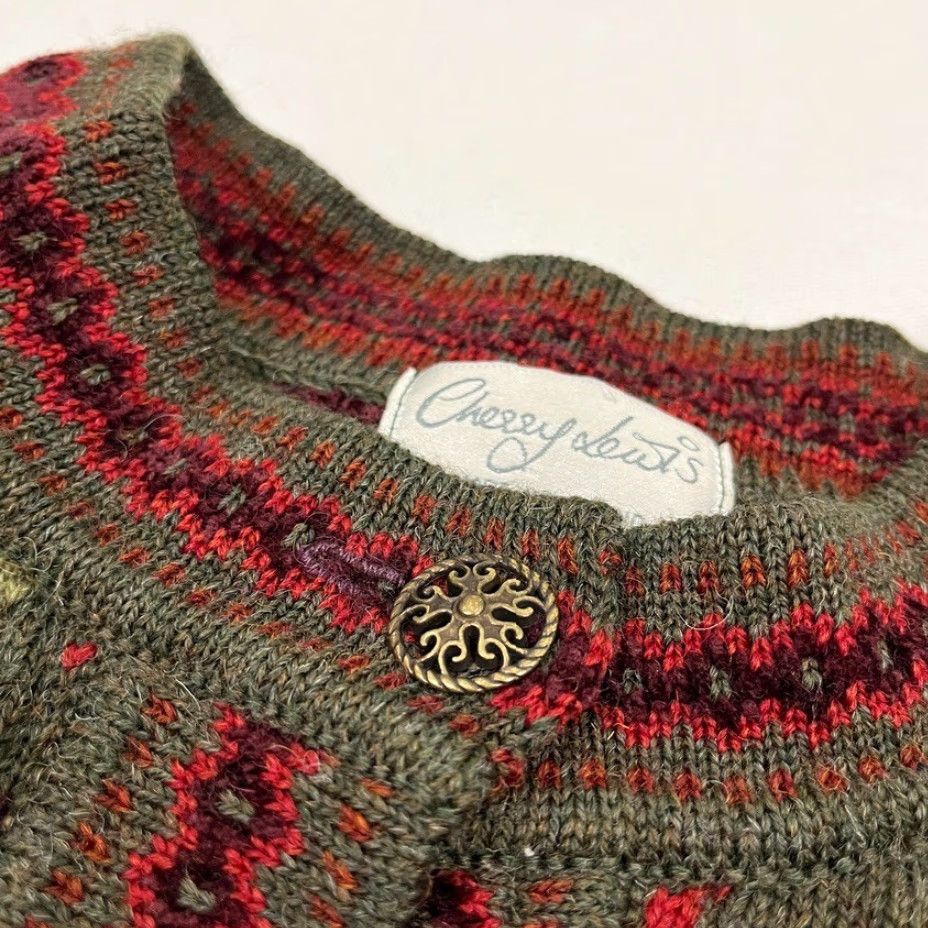 Vintage Cherry Lewis Cardigan Sweater Womens Large Wool Blend Floral Artsy Boho England Size L / US 10 / IT 46 - 6 Thumbnail